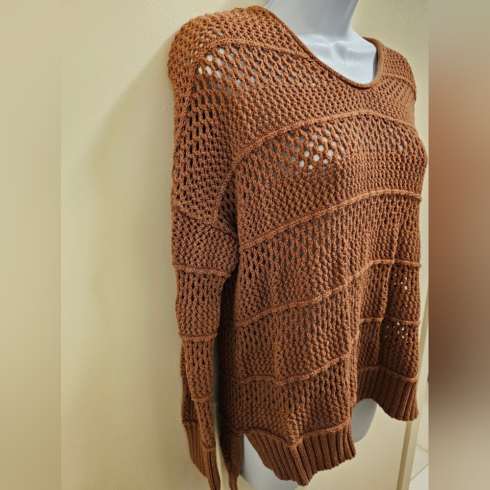 Universal Thread Rust Orange Crotchet Sweater, La… - image 3